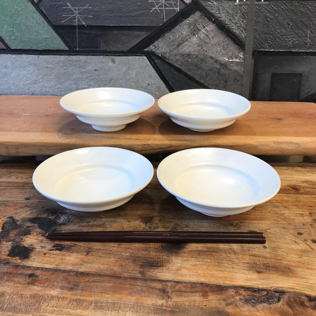 新品　陶器　陶芸作家　白のリムBOWL4個A