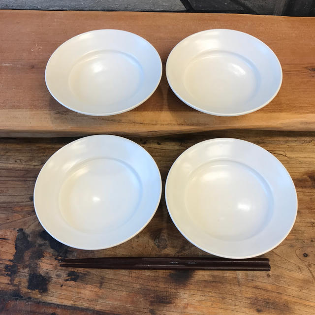 新品　陶器　陶芸作家　白のリムBOWL4個A