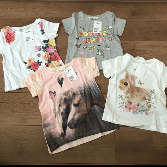 H&M(エイチアンドエム)のH&M☆新品Tシャツセット キッズ/ベビー/マタニティのキッズ服女の子用(90cm~)(Tシャツ/カットソー)の商品写真