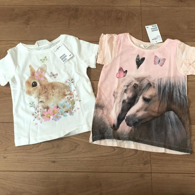 H&M(エイチアンドエム)のH&M☆新品Tシャツセット キッズ/ベビー/マタニティのキッズ服女の子用(90cm~)(Tシャツ/カットソー)の商品写真