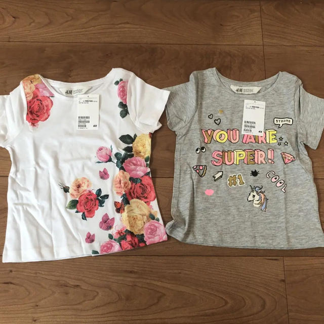 H&M(エイチアンドエム)のH&M☆新品Tシャツセット キッズ/ベビー/マタニティのキッズ服女の子用(90cm~)(Tシャツ/カットソー)の商品写真