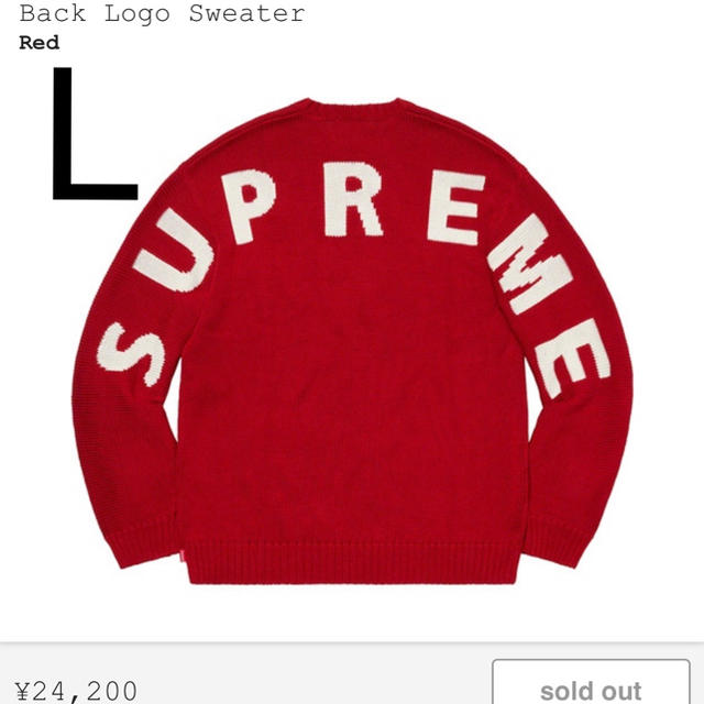 SS20 Supreme Back Logo Sweater Red L