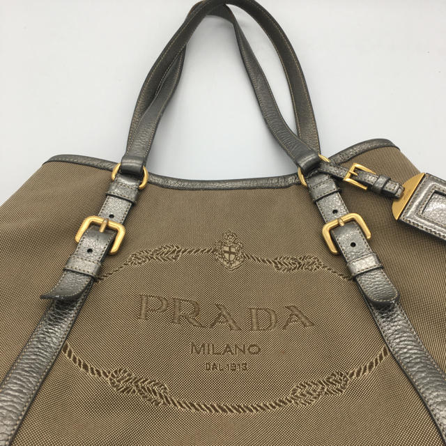 PRADA(プラダ)の【美品】PRADA│プラダ　ジャガード　ロゴ　トートバッグ　キャンバス レディースのバッグ(トートバッグ)の商品写真