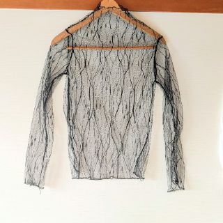 カワイイ(cawaii)のJAM様専用★ボタニカル柄植物刺繍のレースインナートップス（ブラック）(カットソー(長袖/七分))