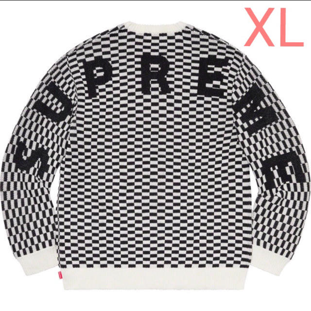 Supreme Back logo sweater checkerboard