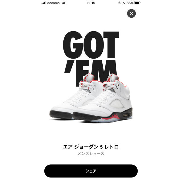 スニーカーNIKE AIR JORDAN 5 RETRO "FIRE RED" 29cm