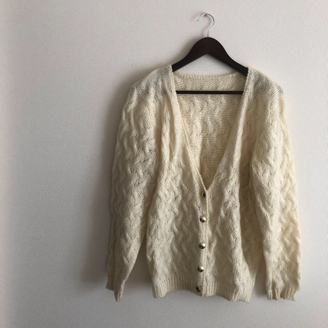 vintage knit cardigan レディースのトップス(カーディガン)の商品写真