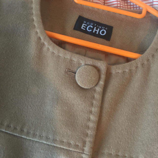 ECHO(エコー)のECHOカシミヤ混ノーカラーコート レディースのジャケット/アウター(ノーカラージャケット)の商品写真