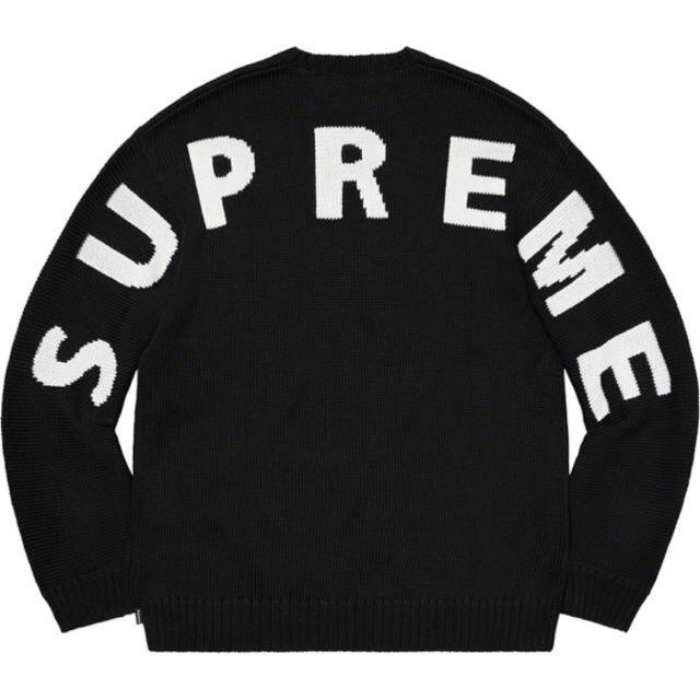 L  supreme  back logo sweater black