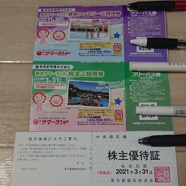 東京都競馬 株主優待券 サマーランド招待券、大井競馬株主優待証の通販 by tito's shop｜ラクマ