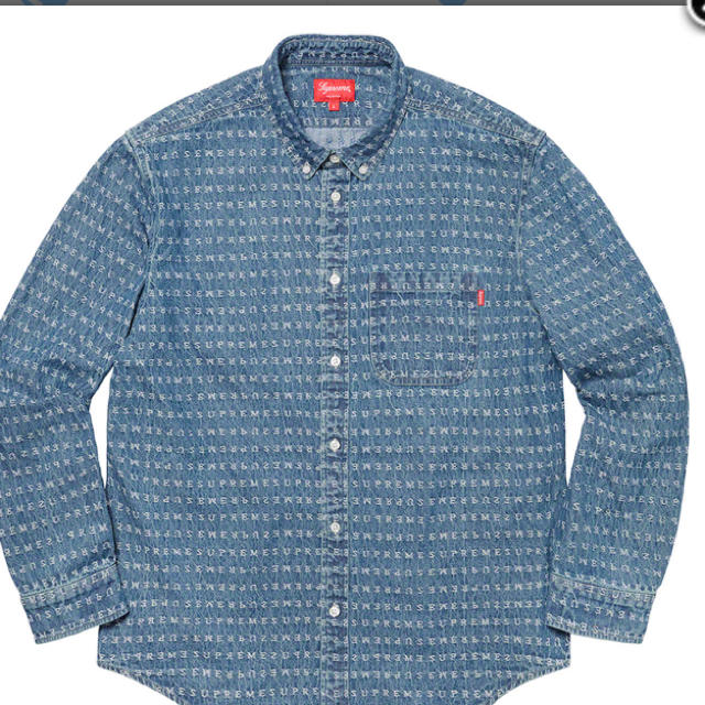 supreme Jacquard Logos Denim Shirt L