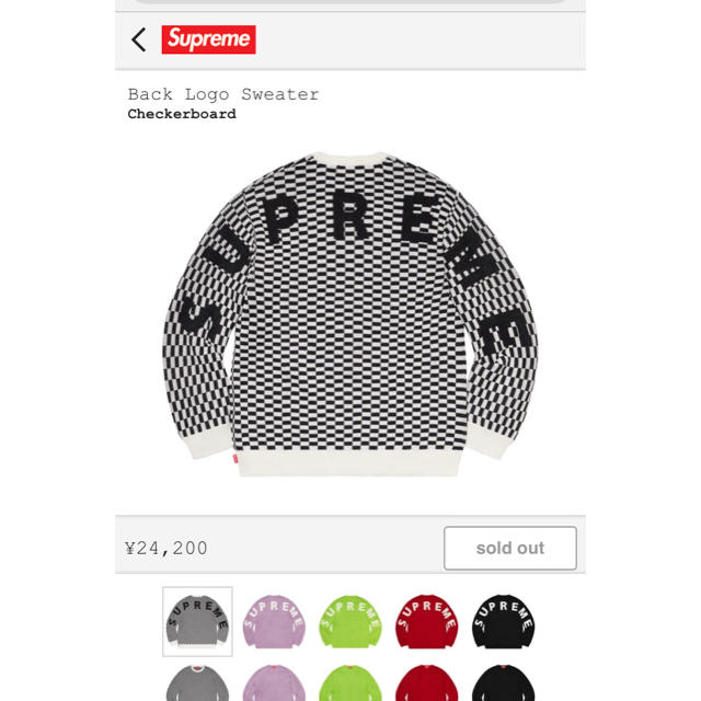 Supreme Back Logo Sweater Checkerboard L