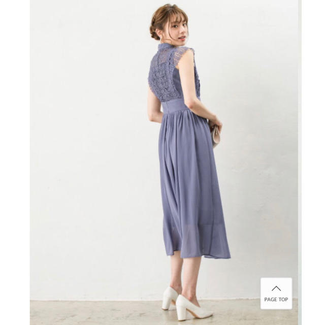【ハイウエストでスタイルアップ♡】Andemiu レース切り替えシフォンドレス