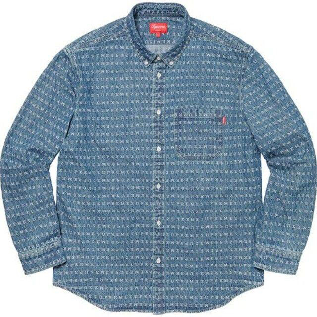 Supreme / Jacquard Logos Denim Shirt  L