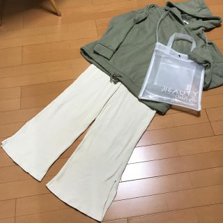 ジーユー(GU)の専用 GU リブ スリットパンツ アイボリー(カジュアルパンツ)