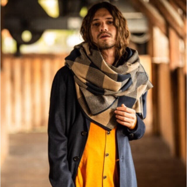 glamb / グラム :Krista check big stole／blue