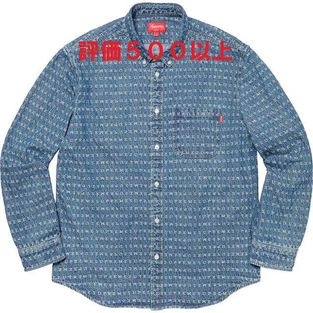 BlueサイズSupreme Jacquard Logos Denim Shirt 青 M