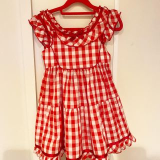 シャーリーテンプル(Shirley Temple)の新品未使用　シャーリーテンプル　ギンガムチェック　ワンピース　赤(ワンピース)