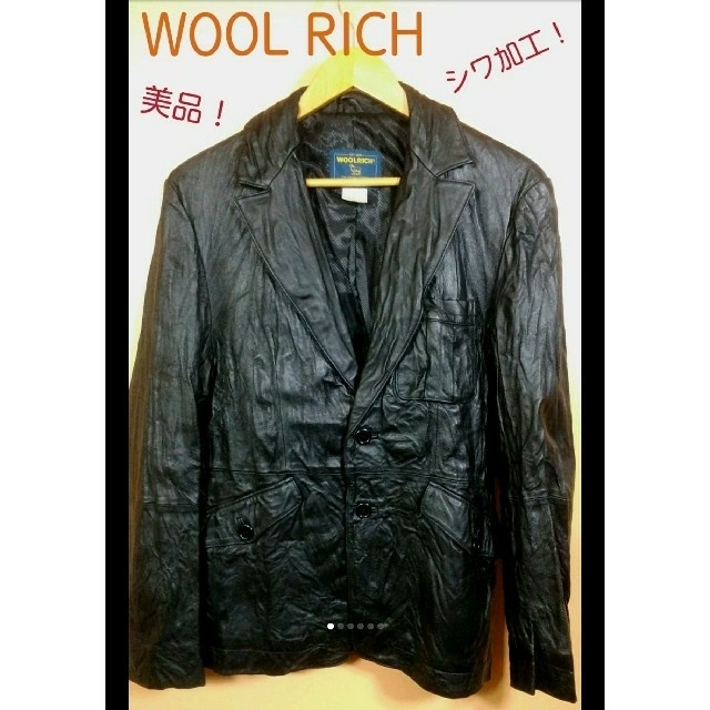 WOOLRICH(ウールリッチ)のWOOL RICH　本革 ジャケット　状態良好　シワ加工　ブラック　春 にも! メンズのジャケット/アウター(レザージャケット)の商品写真