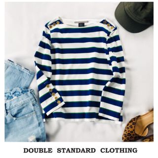 ダブルスタンダードクロージング(DOUBLE STANDARD CLOTHING)の【美品】ボーダーカットソー　ボーダーTシャツ　マリンカットソー　ボートネック(カットソー(長袖/七分))