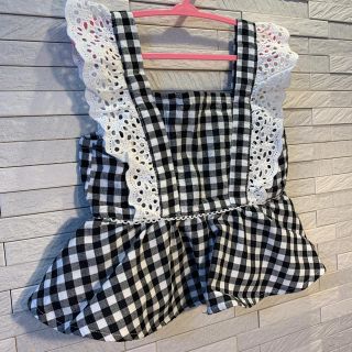 プティマイン(petit main)の【R♡様専用】petit main ギンガムチェックトップス　size 100(Tシャツ/カットソー)