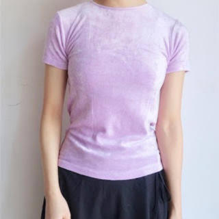 エディットフォールル(EDIT.FOR LULU)のbaserange ベロアTシャツ　ピンク(Tシャツ(半袖/袖なし))