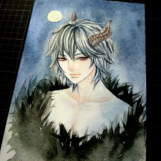 ポストカードプリント 手描きイラスト《 光と闇 》水彩画 オリジナル - 2
