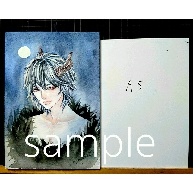 ポストカードプリント 手描きイラスト《 光と闇 》水彩画 オリジナル - 3