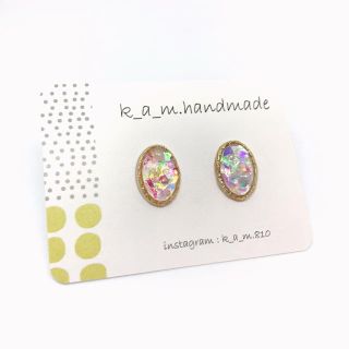 56＊だ円＊レジン＊ピアス＊イヤリング(イヤリング)