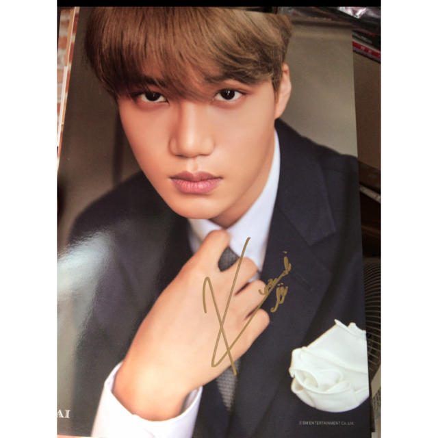 EXO(エクソ)のEXO カイ　サイン　直筆　A4 ポスター　シーグリ  エンタメ/ホビーのCD(K-POP/アジア)の商品写真