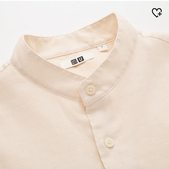 UNIQLO(ユニクロ)の新品未使用　ユニクロユー　コットンリネンスタンドカラーシャツ　ナチュラルS メンズのトップス(シャツ)の商品写真