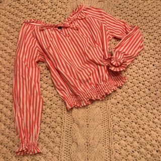 ロキエ(Lochie)のpink stripe frill blouse❤︎(シャツ/ブラウス(長袖/七分))