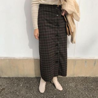 ビューティアンドユースユナイテッドアローズ(BEAUTY&YOUTH UNITED ARROWS)のchaleur front button TRcheck skirt(ロングスカート)