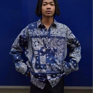 シュプリーム(Supreme)のmiyagihidetaka バンダナシャツ NAVY 紺バンダナ シャツ(シャツ)