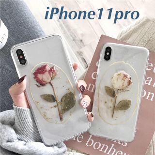 ワンアフターアナザーナイスクラップ(one after another NICE CLAUP)のローズ 赤薔薇 金箔 iPhone11pro ドライフラワー ソフトケース(iPhoneケース)