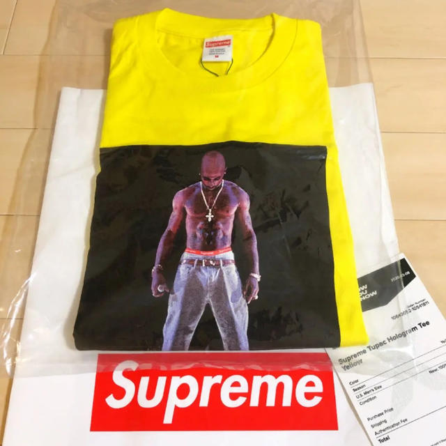 黄M Supreme Tupac Hologram Tee Tシャツ