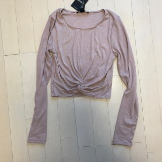 フォーエバートゥエンティーワン(FOREVER 21)のフォーエバー21 Sサイズ　リブ  ロンT くすみピンク(Tシャツ(長袖/七分))