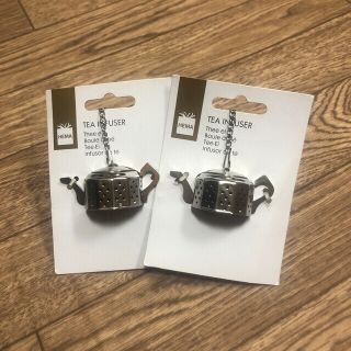 【新品】ティーストレーナー　ポット型　シルバー　紅茶　茶こし　2個(調理道具/製菓道具)