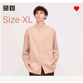 ユニクロ(UNIQLO)のUniqlo-U　コットリネンスタンドカラーシャツ　ピンク　SIZE-XL(シャツ)