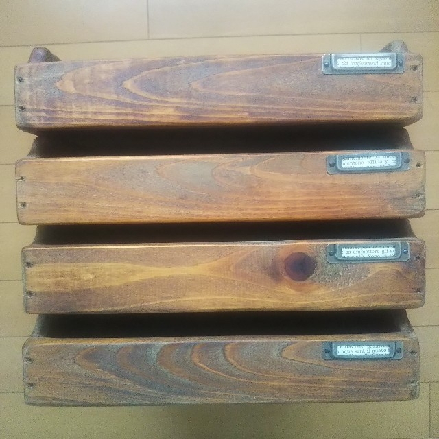 木製 書類ケース A4サイズ 3段 アンティーク風