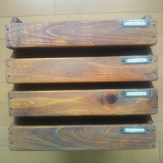 木製 書類ケース A4サイズ 3段 アンティーク風(その他)