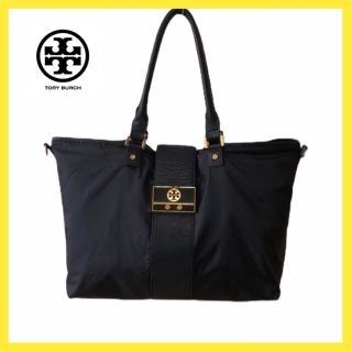 トリーバーチ(Tory Burch)のトリーバーチ　バッグ 　トート　ショルダー　A4　ストラップ付き　黒　レザー(トートバッグ)