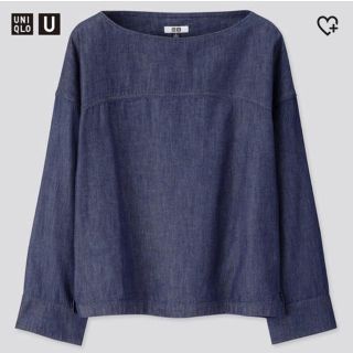 ユニクロ(UNIQLO)の【UNIQLO】デニムボートネックブラウス(シャツ/ブラウス(長袖/七分))