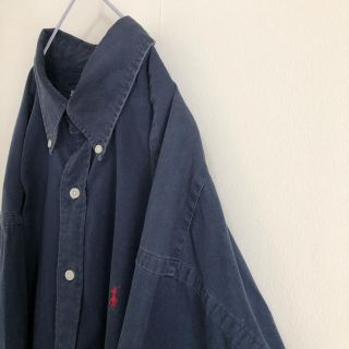 ポロラルフローレン(POLO RALPH LAUREN)の【希少】POLO ラルフローレン シャツ 刺繍 レッドポニー 古着 ネイビー(シャツ)