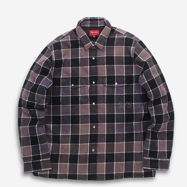 Supreme Quilted Faded Plaid Shirt black