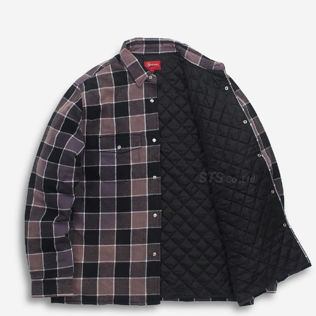 Supreme Quilted Faded Plaid Shirt black 1
