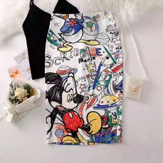 ザラ(ZARA)の膝丈スカート　ミッキー　ディズニー　ミニー　スカート　イベント　春服(ひざ丈スカート)