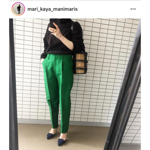 girlish シルクウールテーパードパンツ　新品 グリーン　manimaris