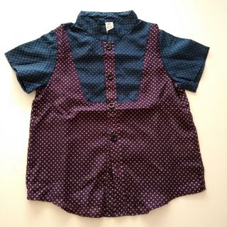 シャツ 半袖 ドット 水玉 キッズ 子供 (ブラウス)