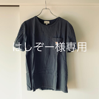 メゾンキツネ(MAISON KITSUNE')の(美品)Maison KITSUNE キツネ　ポケットTシャツ　墨黒(Tシャツ/カットソー(半袖/袖なし))